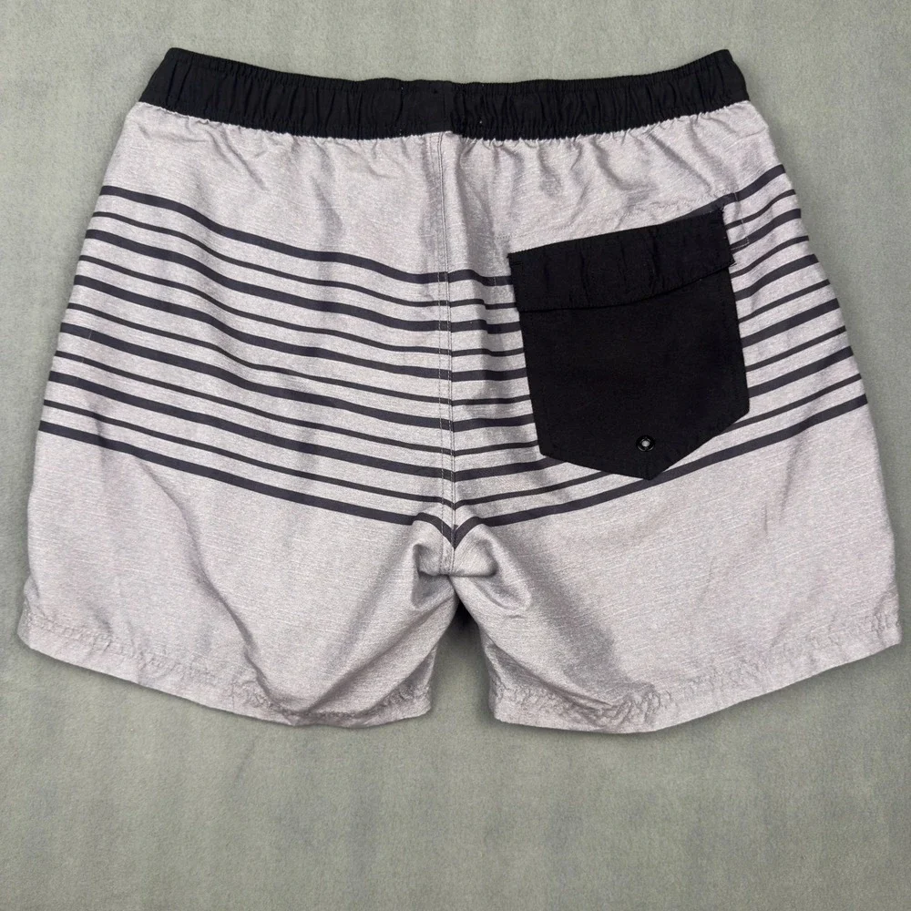 Cotton On Mens Swim Shorts Grey Black Striped Trunks Size Large